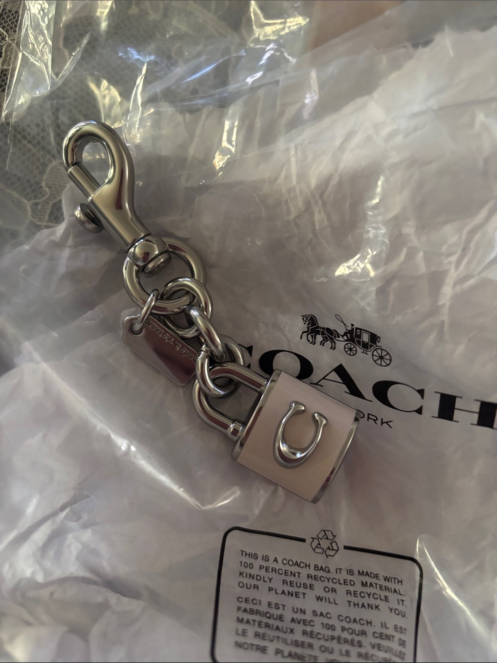 Coach 🆕 white Lock Bag Charm LIMITED